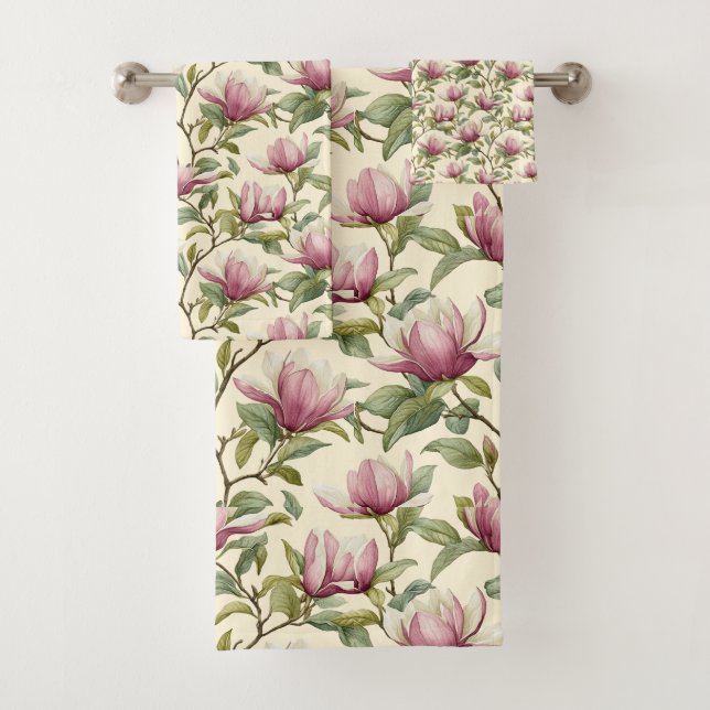Fleurs de magnolia rose à l'aquarelle élégante  (En situation)