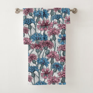Fleurs de maïs roses et bleues, fleurs sauvages su