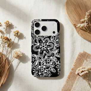 Fleurs de mandala en noir et blanc dessinées à la