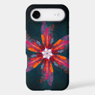 Fleurs de mandala floral orange rouge bleu abstrai