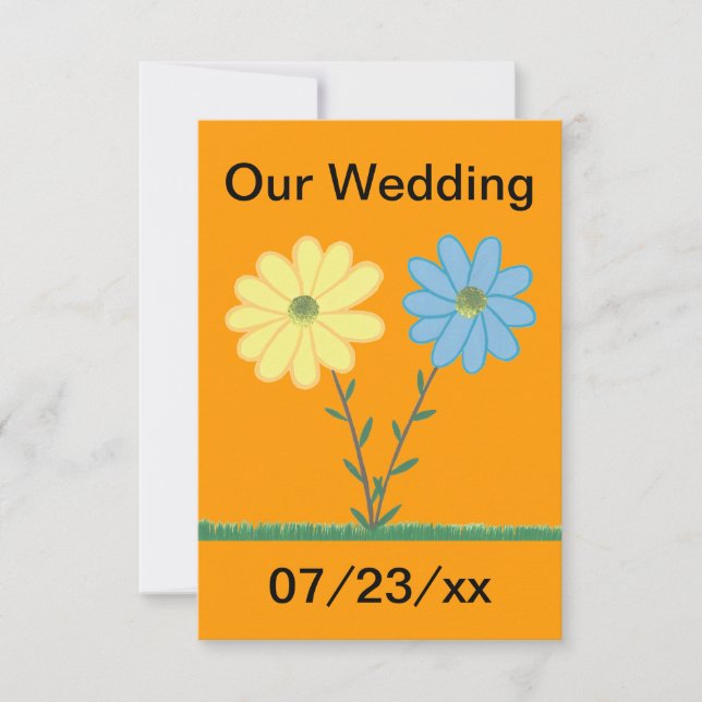 Fleurs de marbre Jaune & Bleu Faisy Invitations (Devant)