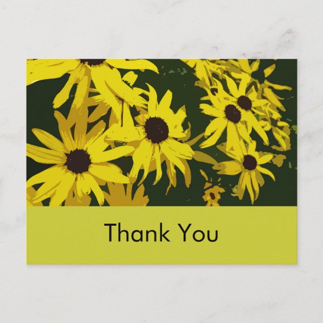 Fleurs de marguerite jaune carte de remerciements. (Devant)