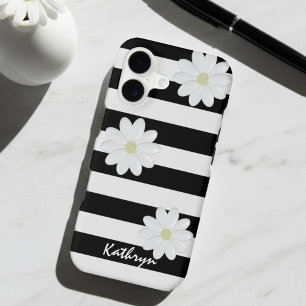 Fleurs de marguerite mignonne Nom Bande noire et b