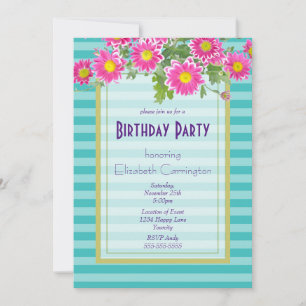 Fleurs de marguerite rose sur carte d'anniversaire