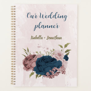 fleurs de mariage bleu marine rose