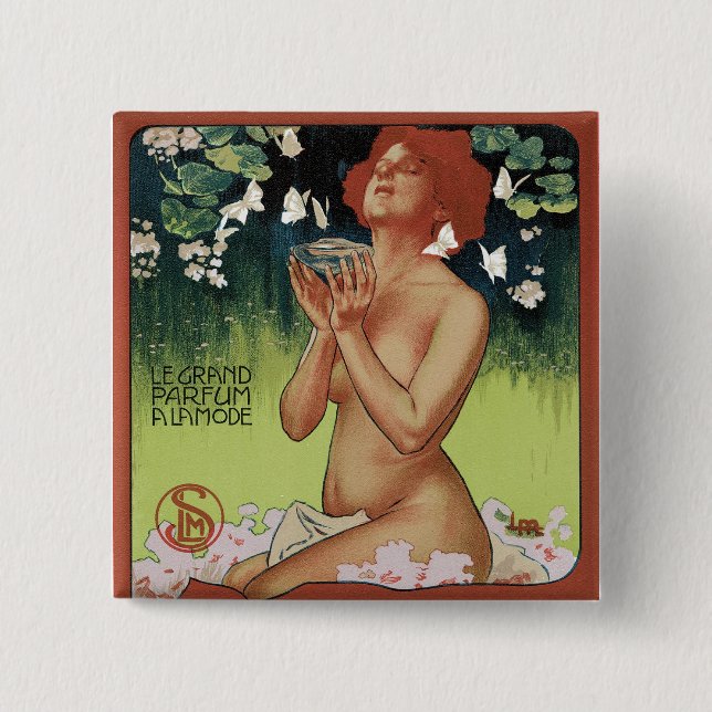 Fleurs de Mousse 2 Inch Square Button (Front)