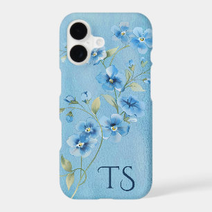 Fleurs de Myosotis bleues avec monogramme