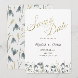 Fleurs de neige à l'aquarelle Save The Date