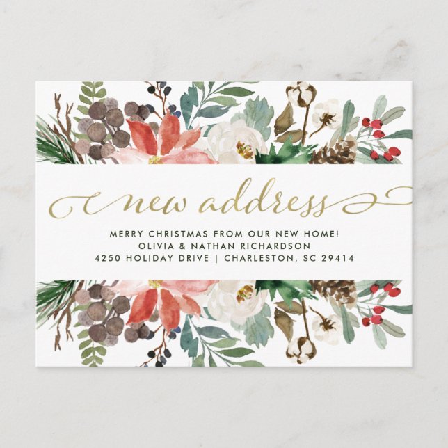 Fleurs de Noël | Jolie carte de déménagement pour  (Devant)