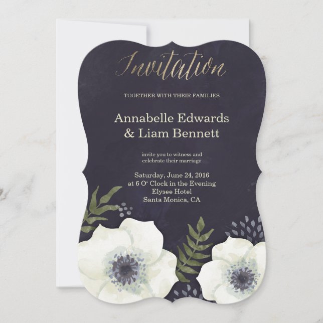 Fleurs de nuit d'été forme Faire-part de mariage (Devant)