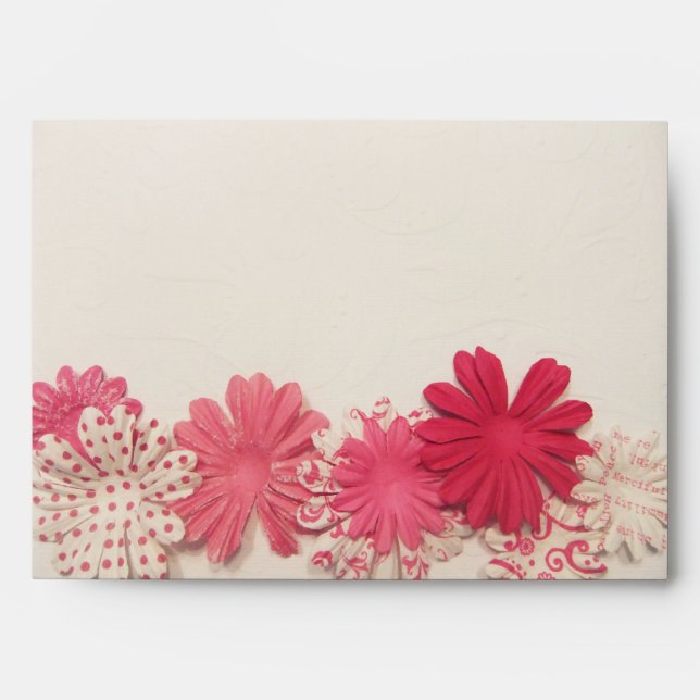 Fleurs de papier Bat mitzvah rose Enveloppe Invita (Devant)