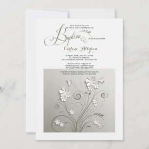 Fleurs de papier Invitation Baptême