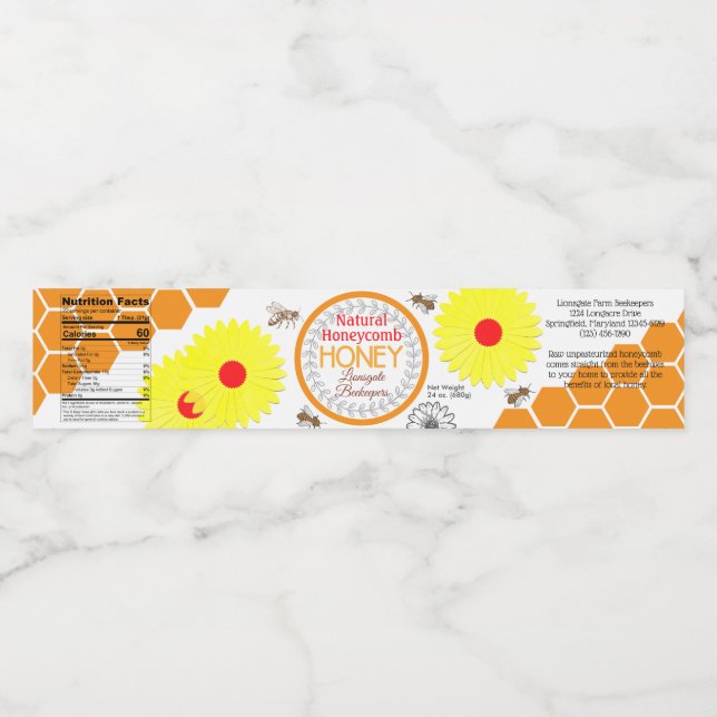 Fleurs de papier naturel peigne de miel Étiquettes (Étiquettes simples)