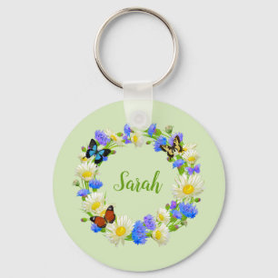 Fleurs de papillon Porte-clés personnalisé Floral