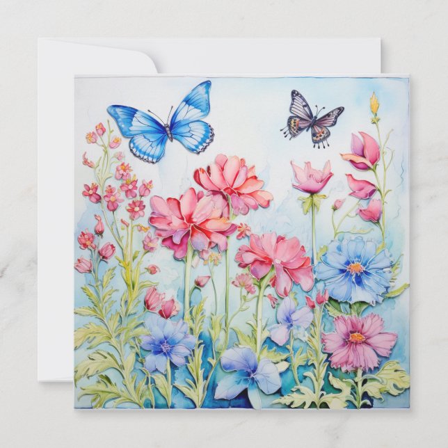 Fleurs de papillons : Carte d'anniversaire de jard (Devant)