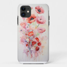 Fleurs de pavot d'aquarelle - Coque rose Rose