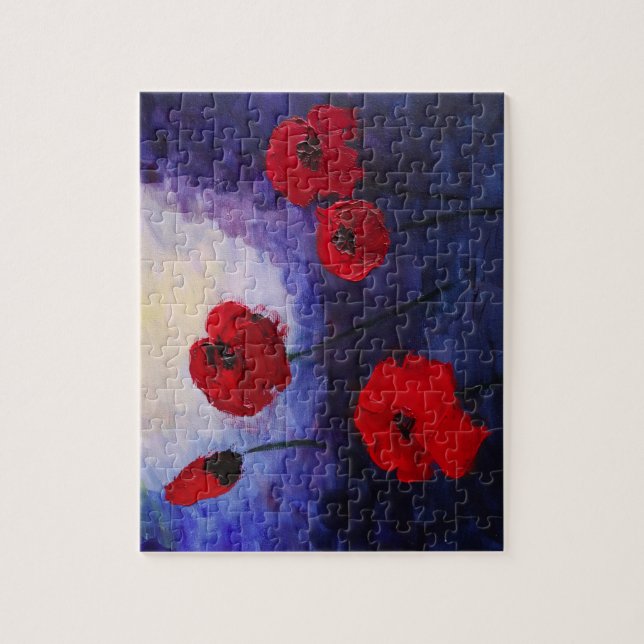 Fleurs de pavot Impasto Art Puzzle avec boîte cade (Vertical)