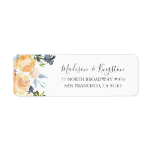 Fleurs de Pêche Élégant Mariage Adresse de retour 