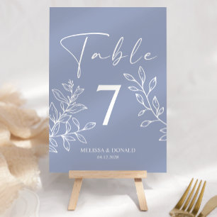 Fleurs de Pervenche Numéro de Table de Mariage Sim