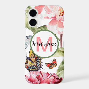 Fleurs de pivoine audacieuses et papillons avec mo