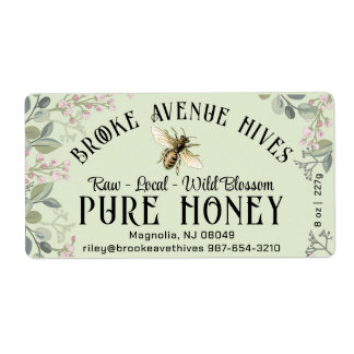 Fleurs de prairie aquarelle et Étiquette de miel d