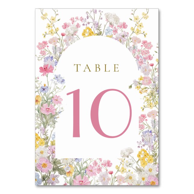 fleurs de prairie aquarelle numéro de table (Par défaut)