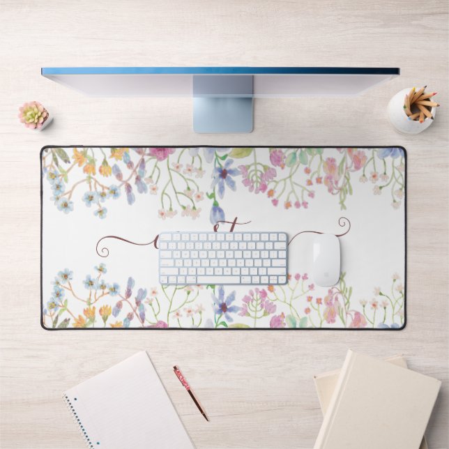 Fleurs de printemps aquarelle personnalisées (Bureau 1)