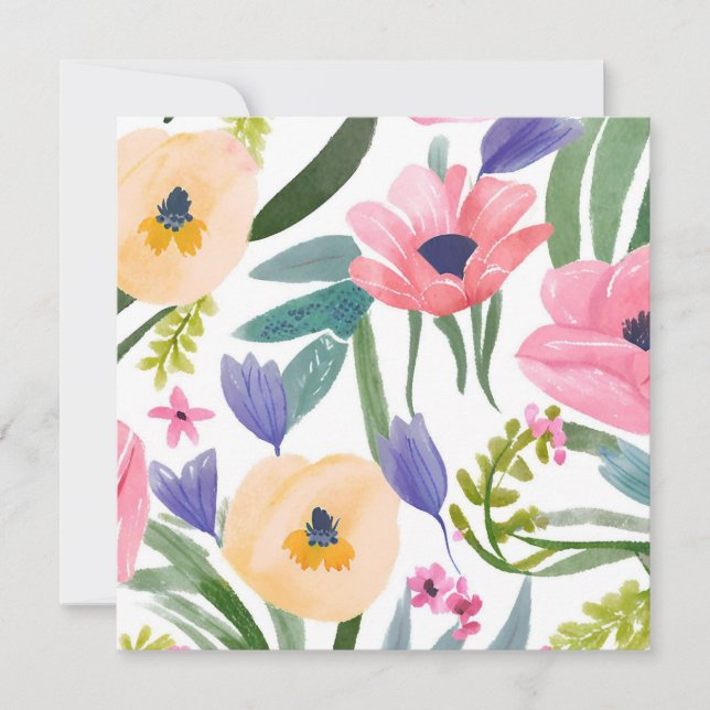 Fleurs de printemps | Carte Pastel Floral Watercol (Devant)