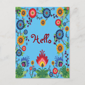 Fleurs de printemps colorées Carte postale 'Hello'