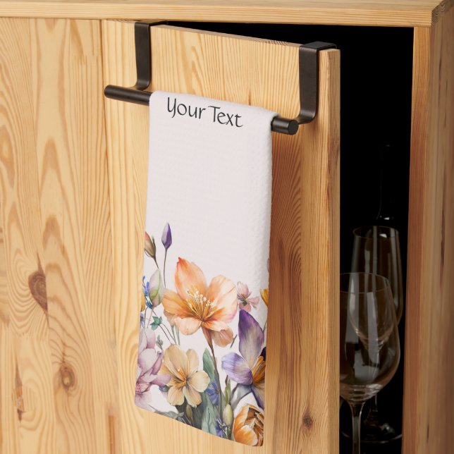 Fleurs de printemps colorées Serviettes de cuisine (Pliage en tiers)