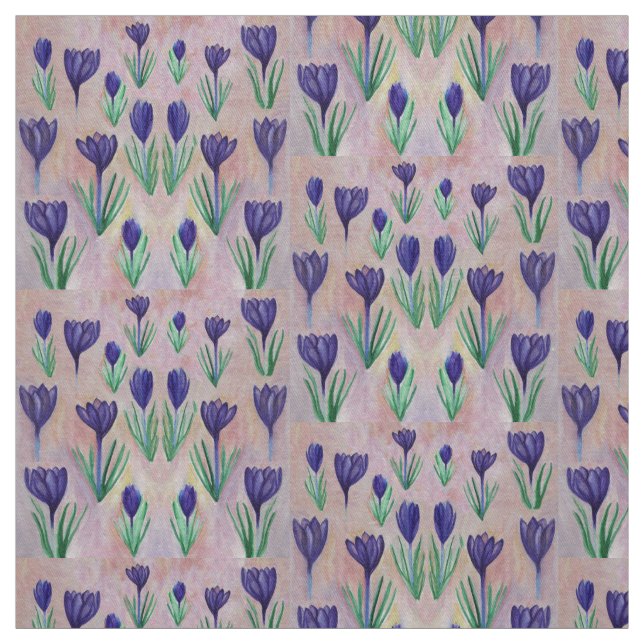 Fleurs de printemps, Crocus violet tissu d'illustr (Échantillon)