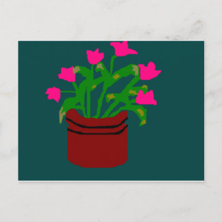 Fleurs de printemps dans une carte postale Planter