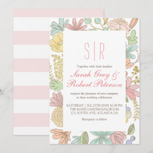 Fleurs de printemps Doodle Chic Faire-part de mari