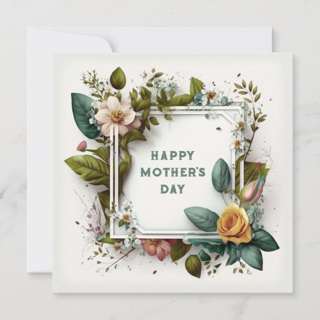 Fleurs de printemps Elégant cadre Carte de fête de (Devant)