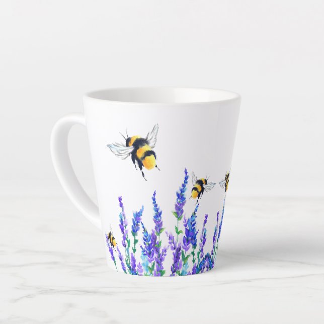 Fleurs de printemps et abeilles Volant Mug - Peint (Angle gauche)
