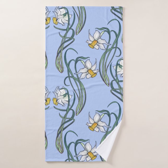 Fleurs de printemps. Fleurs de jonquille entrelacé (Serviette de bain)