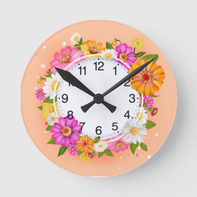 Fleurs de printemps Horloge murale acrylique (Recto)