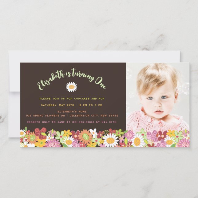 Fleurs de printemps Jardin Anniversaire Invitation (Devant)