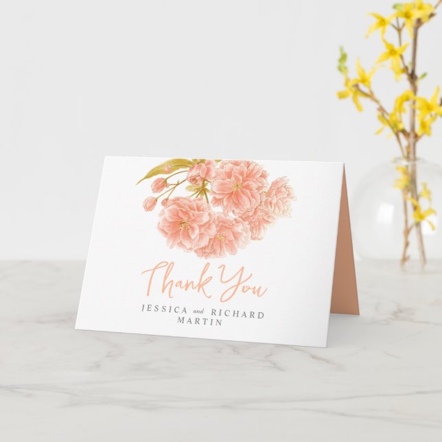 Fleurs de printemps orangé art mariage merci carte (Fleur jaune)
