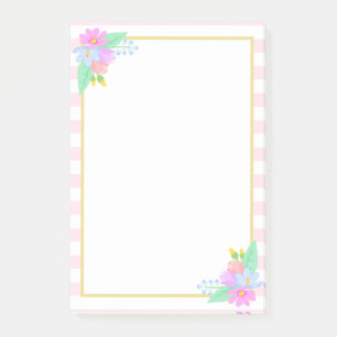 Fleurs de printemps Pink Stripes Post-it® Notes 4 