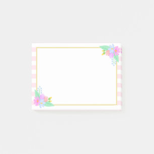 Fleurs de printemps Pink Stripes Post-it® Notes 4