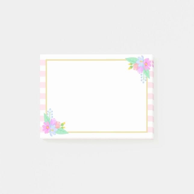 Fleurs de printemps Pink Stripes Post-it® Notes 4  (Devant)