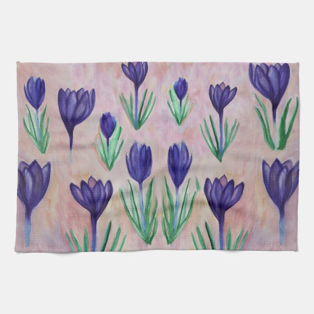 Fleurs de printemps, Serviette de thé de Crocus po (Horizontal)