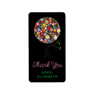 Fleurs de printemps Whimsical Pop Tree Étiquettes 