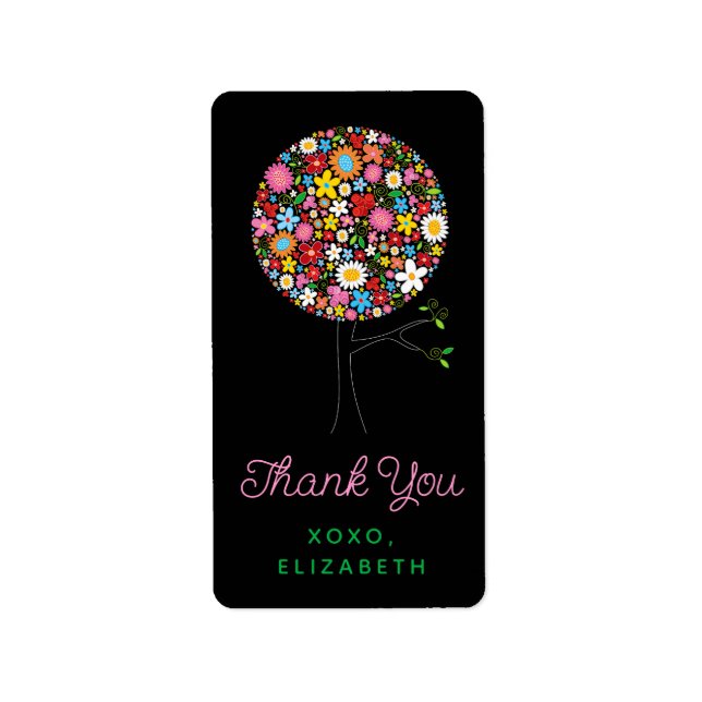 Fleurs de printemps Whimsical Pop Tree Étiquettes  (Devant)