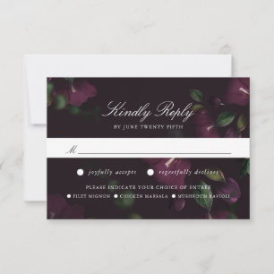 Fleurs de Prunier Foncé Carte de réponse RSVP av