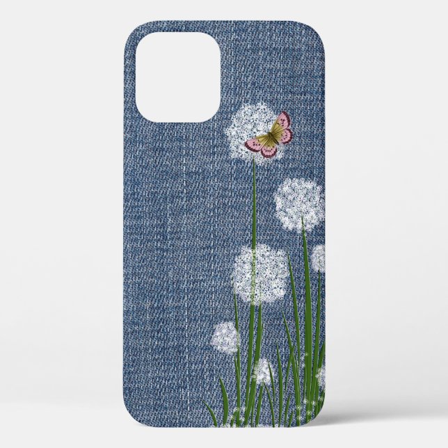 Fleurs de Puff sur Denim Coque-Mate coque iphone (Verso)