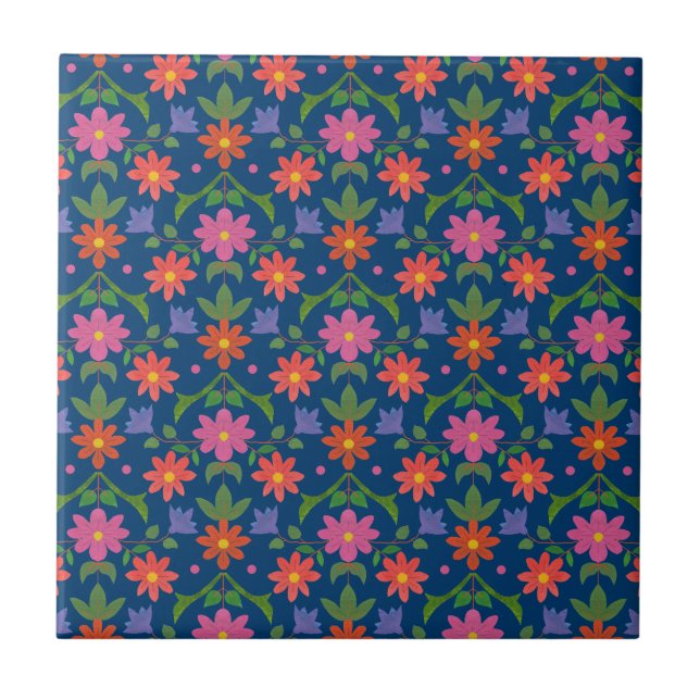Fleurs de Rangoli, pois sur le carreau de (Devant)