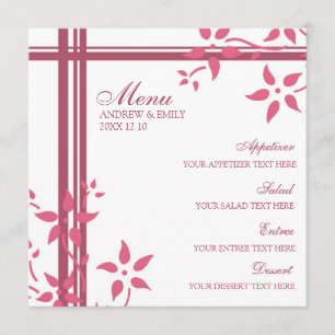 Fleurs de rose de chèvrefeuille de menu de mariage