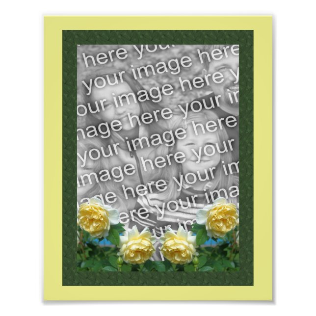 Fleurs de Roses Jaunes Cadre Modèle Photo Imprimer (Devant)